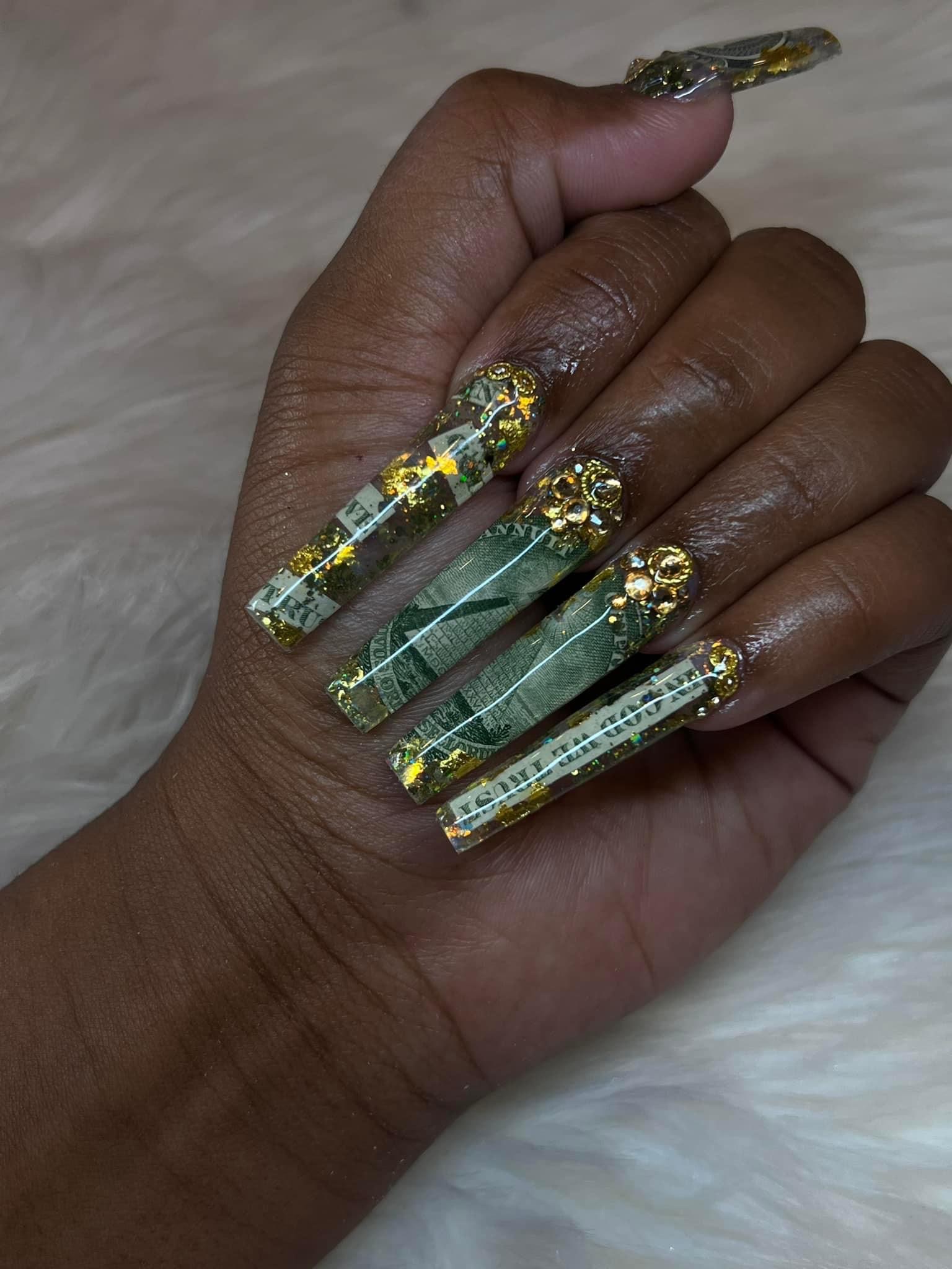 Bold custom acrylic nail set by Nailswag, Winchester VA