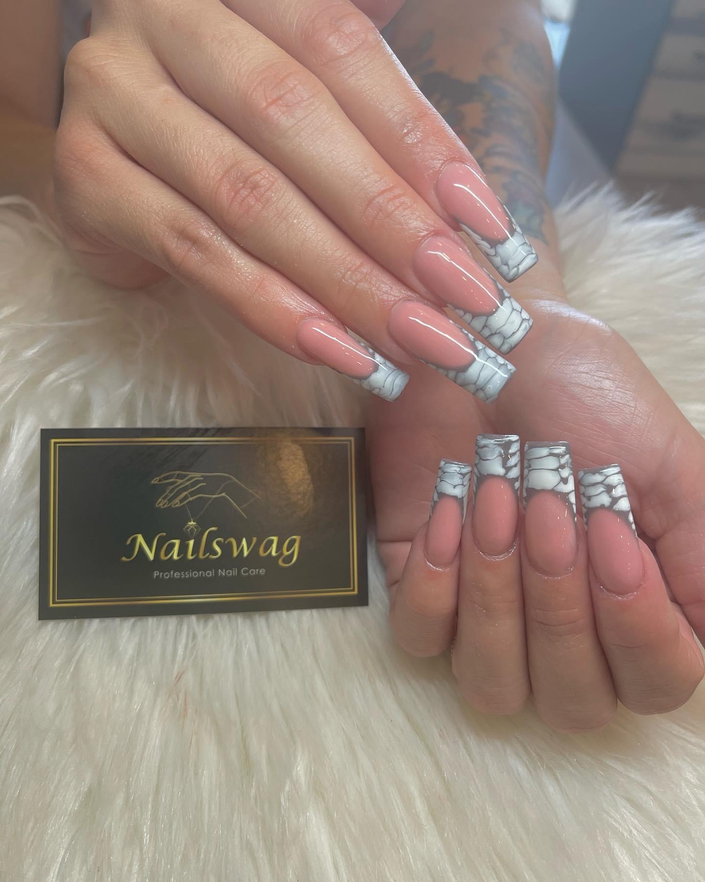 Bejeweled long nail set, Nailswag Winchester VA